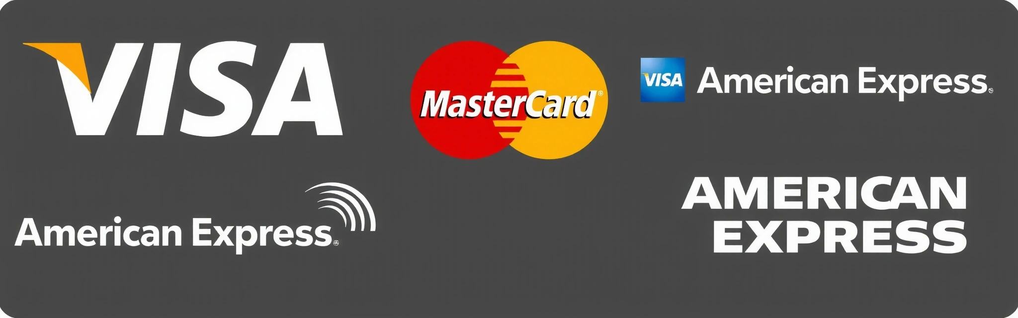 Visa, Mastercard, American Express logos