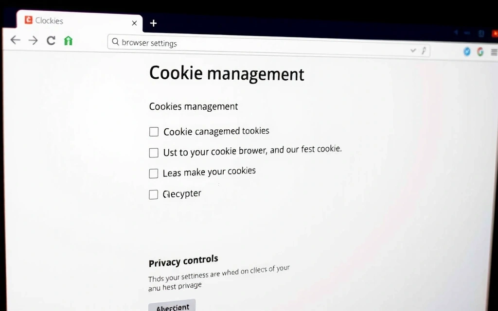 A close-up of a computer screen showing browser settings with an emphasis on cookie management options, highlighting privacy and control.