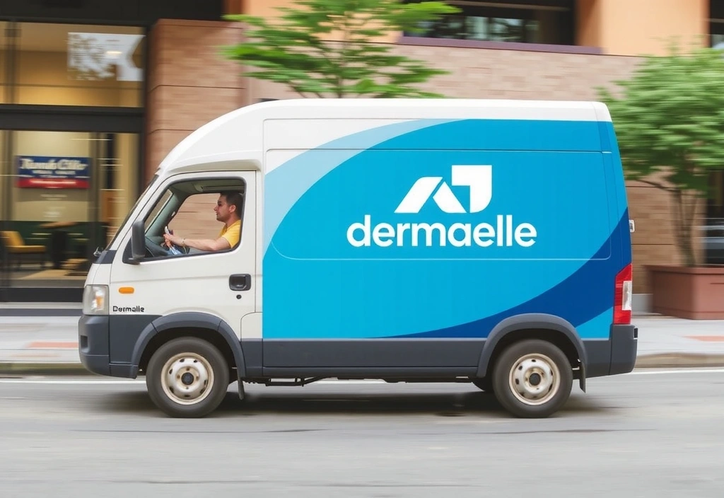 Delivery truck making a fast delivery